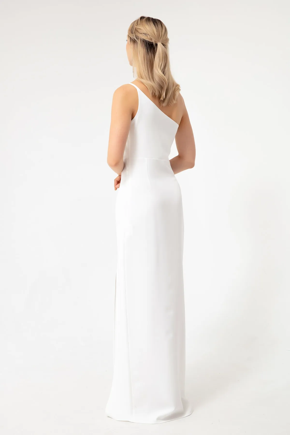 Lafaba  Weißes One-Shoulder-Midikleid mit Schlitz für Damen