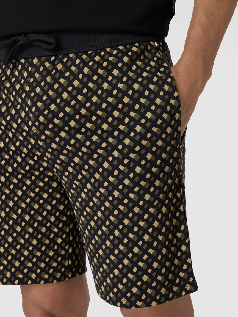 Relaxed Fit Sweatshorts mit Allover-Muster in khaki