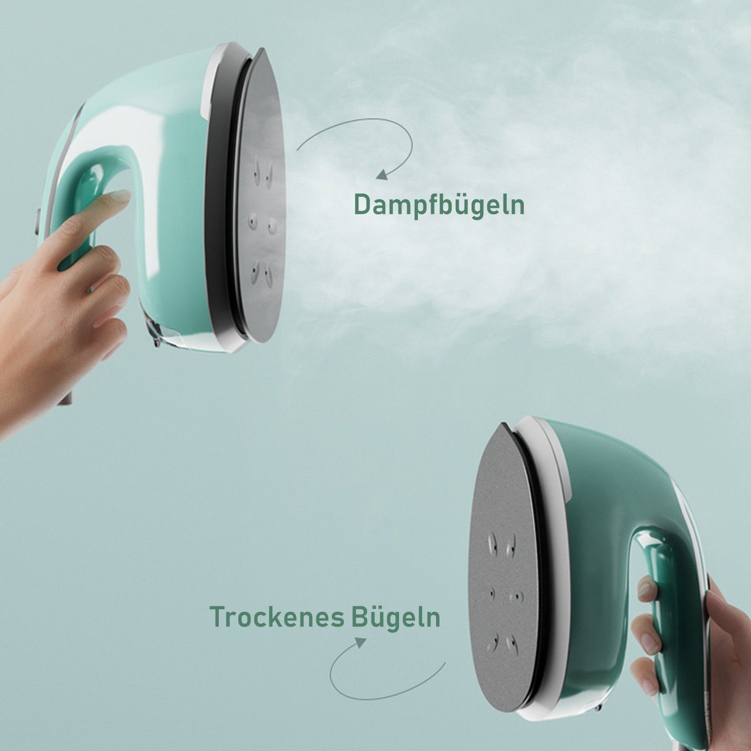 Kpaloft Dampfbürste 1000W, Sichtbarer Wassertank, Dampfglätter, 105ml Reisebügeleisen Haushalt