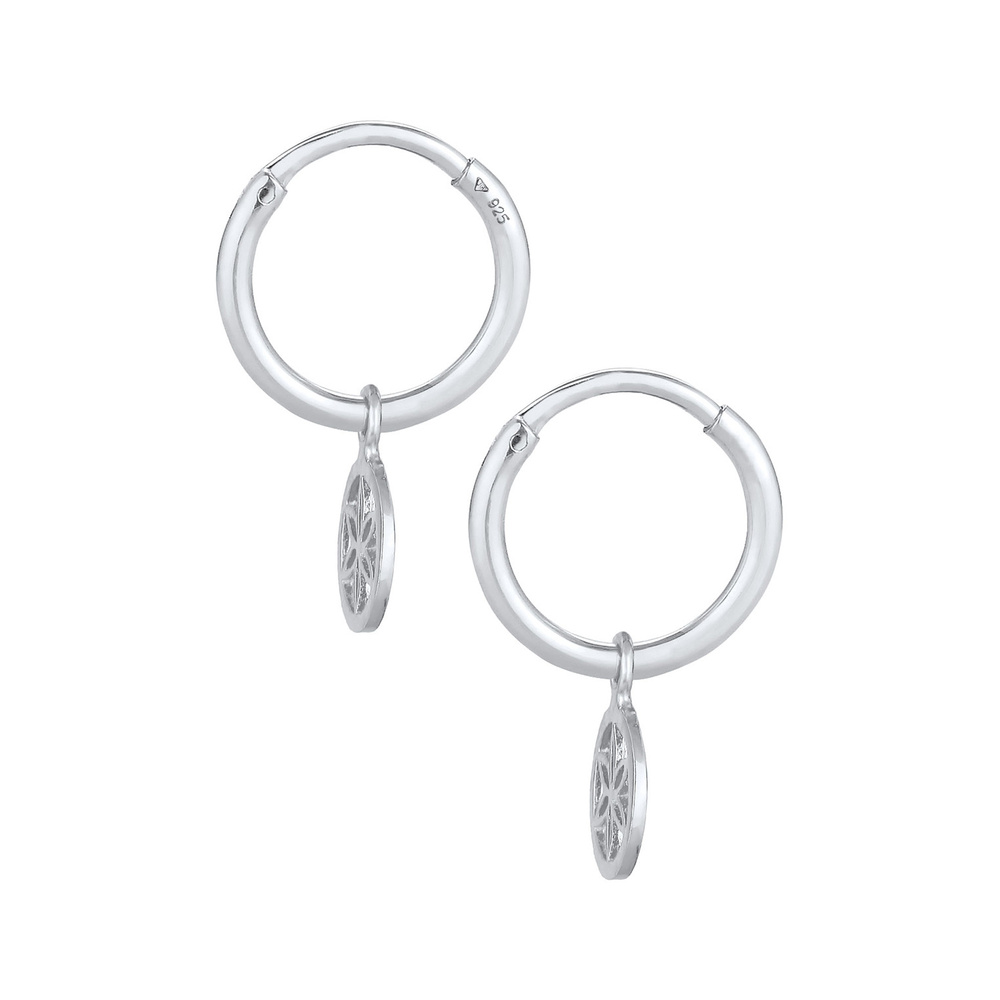 Elli Elli Boucles d'Oreilles Pendentif ornement créole femme fleur filigrane en argent Boucles d'oreilles