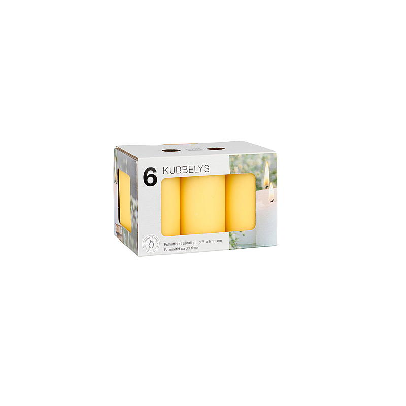 Vie Home Kubbelys 6-pk 6x11 cm gul
