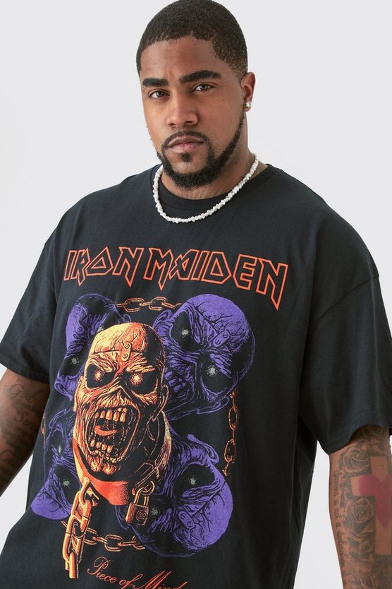 Plus T-Shirt mit lizenziertem Iron Maiden Print