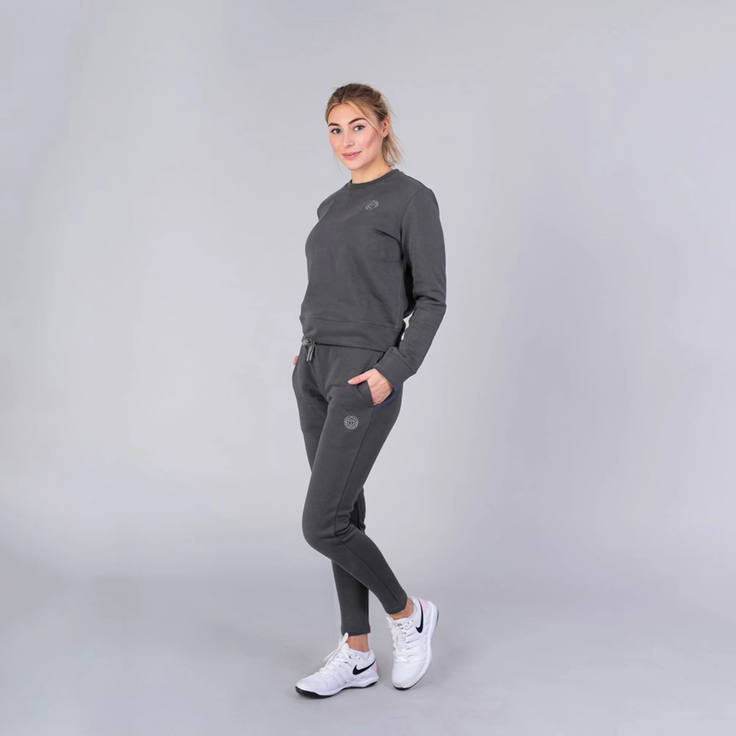 Mirella Basic Crew Sweatshirt Damen - Dunkelgrau