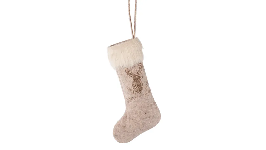 CREATIVE HOME Filz Weihnachtssocke Hänger creme