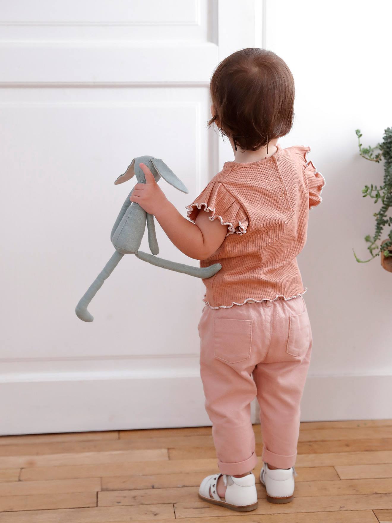 T-shirt love bébé manches courtes vieux rose