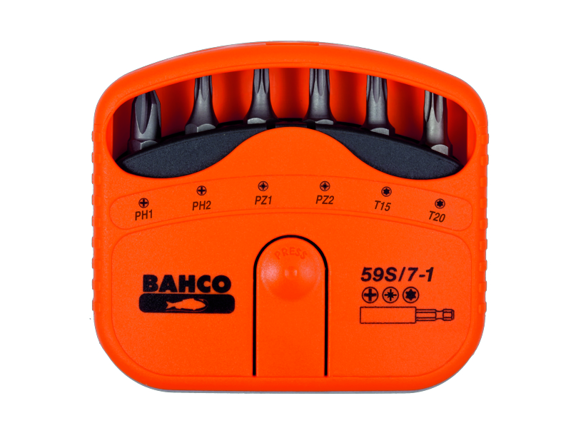 Bahco 59S/7-1 Bitset 7-delig pentru Phillips, Pozidriv, TORX și bithouder