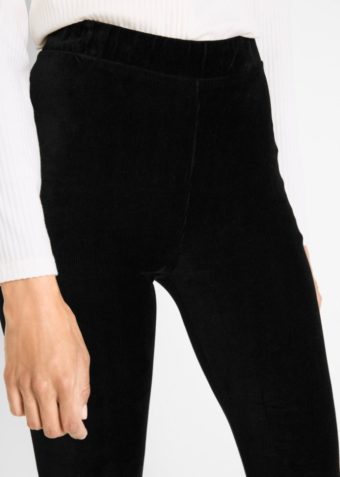 Feincord-Leggings mit breitem Komfortbund