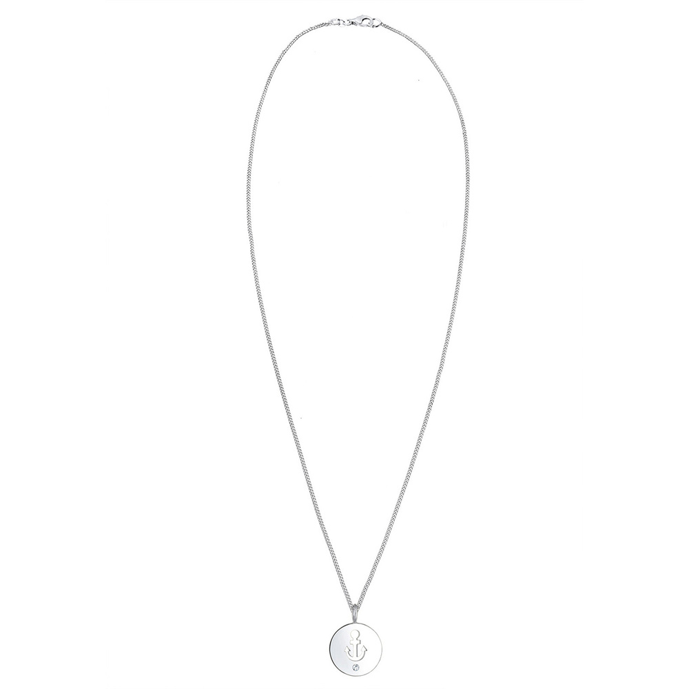 Elli Elli Collier Femme Pièce de Monnaie Gravure Ancre Cristal - (925/1000) Argent collier