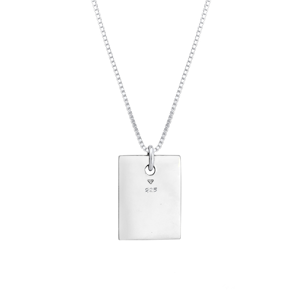 KUZZOI KUZZOI Collier Dog Tag Militär Emaille Schwarz Stern 925 Silber Bijoux