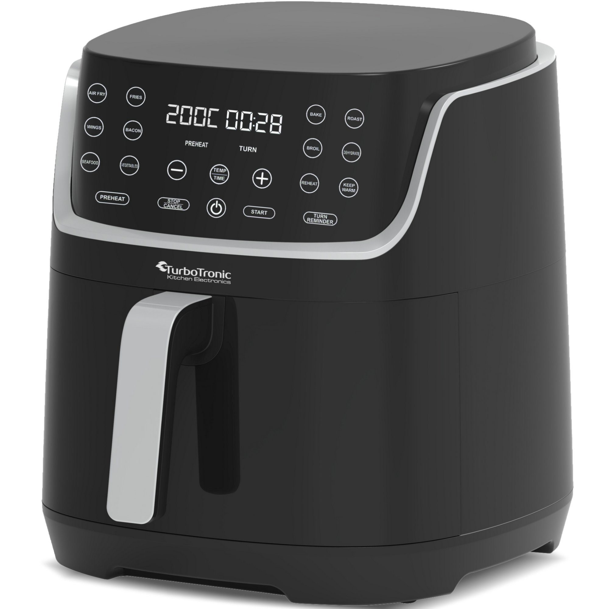 TurboTronic by Z-Line Heißluftfritteuse 8L, 13 Programme, XXL große Fritteuse Fettfrei ohne Öl, 80°C - 200°C, Power Camping Retro digital Airfryer AF13D