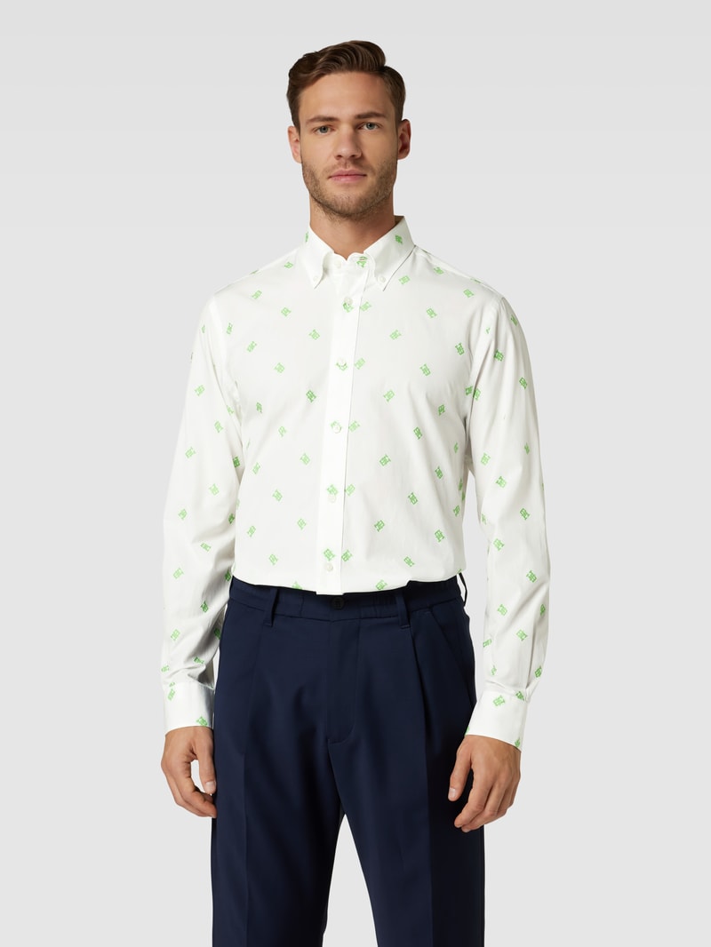 Freizeithemd mit Button-Down-Kragen Modell 'SPACED OUT MONOGRAM' in ecru