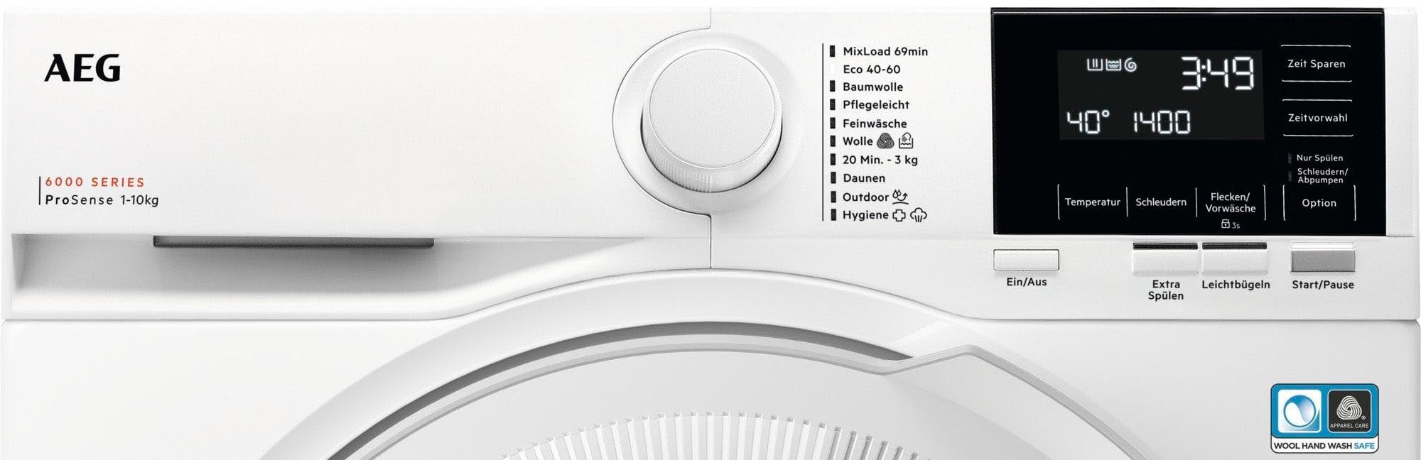 AEG Waschmaschine 6000 LR6F60400, 10 kg, 1400 U/min, ProSense® Mengenautomatik​ - spart bis 40% Zeit, Wasser und Energie