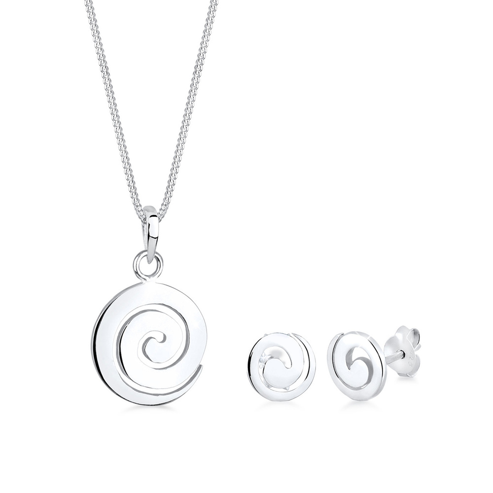 Elli Elli Ensemble de Bijoux Femmes Spirale Pendentif Set Clous d'oreilles Moderne en  Bijoux