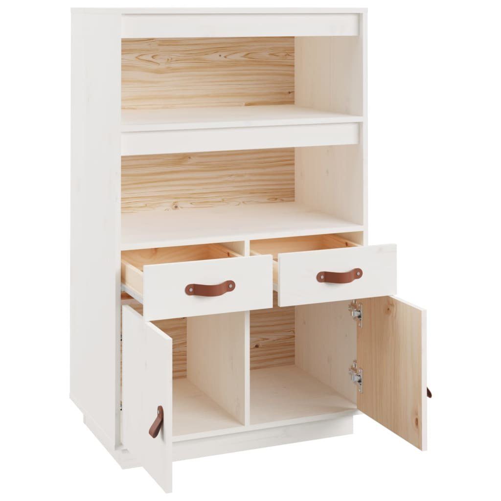 vidaXL Sideboard Highboard Weiß 67x40x108,5 cm Massivholz Kiefer (1 St)