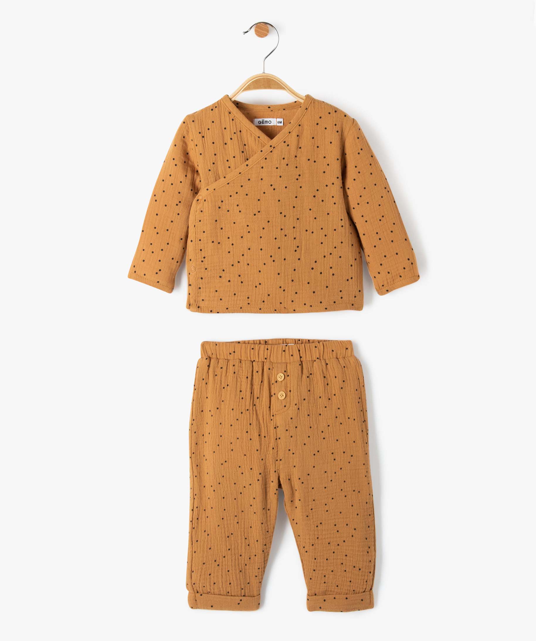 Ensemble bébé 2 pièces : cache-cur + pantalon en double... marron | GEMO