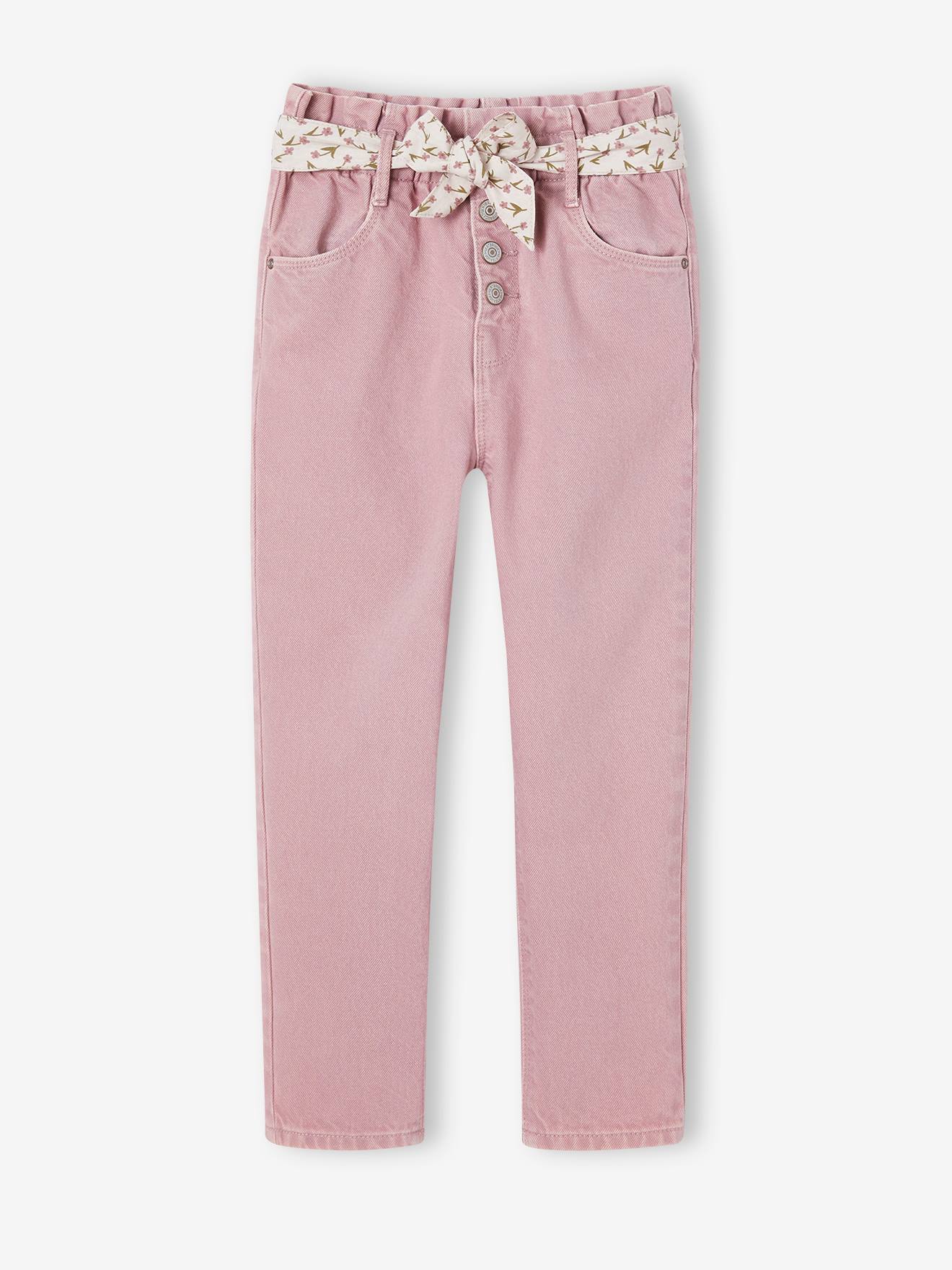 Vertbaudet Mädchen Paperbag-Hose mit Stoffgürtel - grün