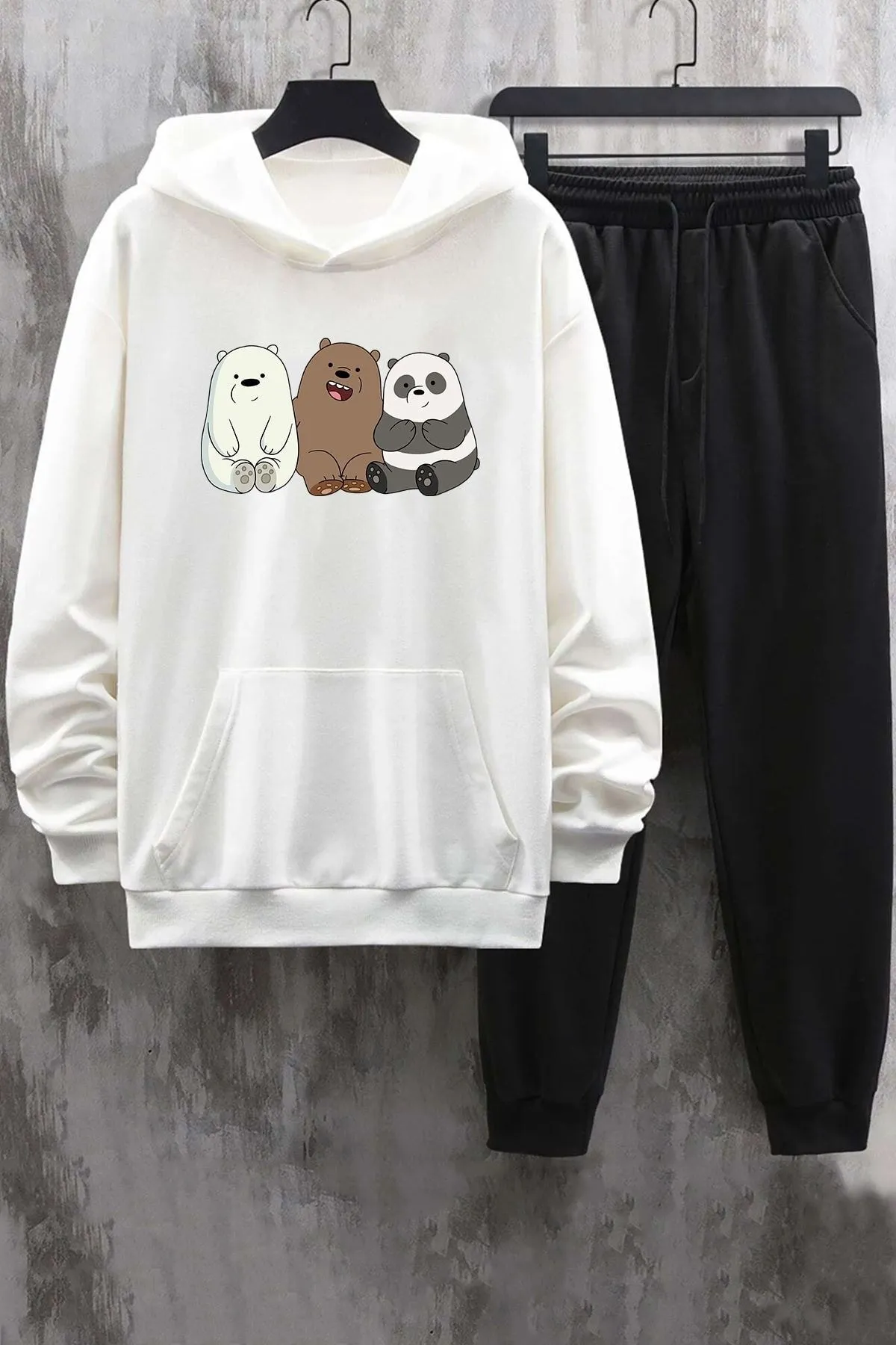 uyguntarz  Bedrucktes Unisex-Trainingsanzugset „Friendly Bears“.