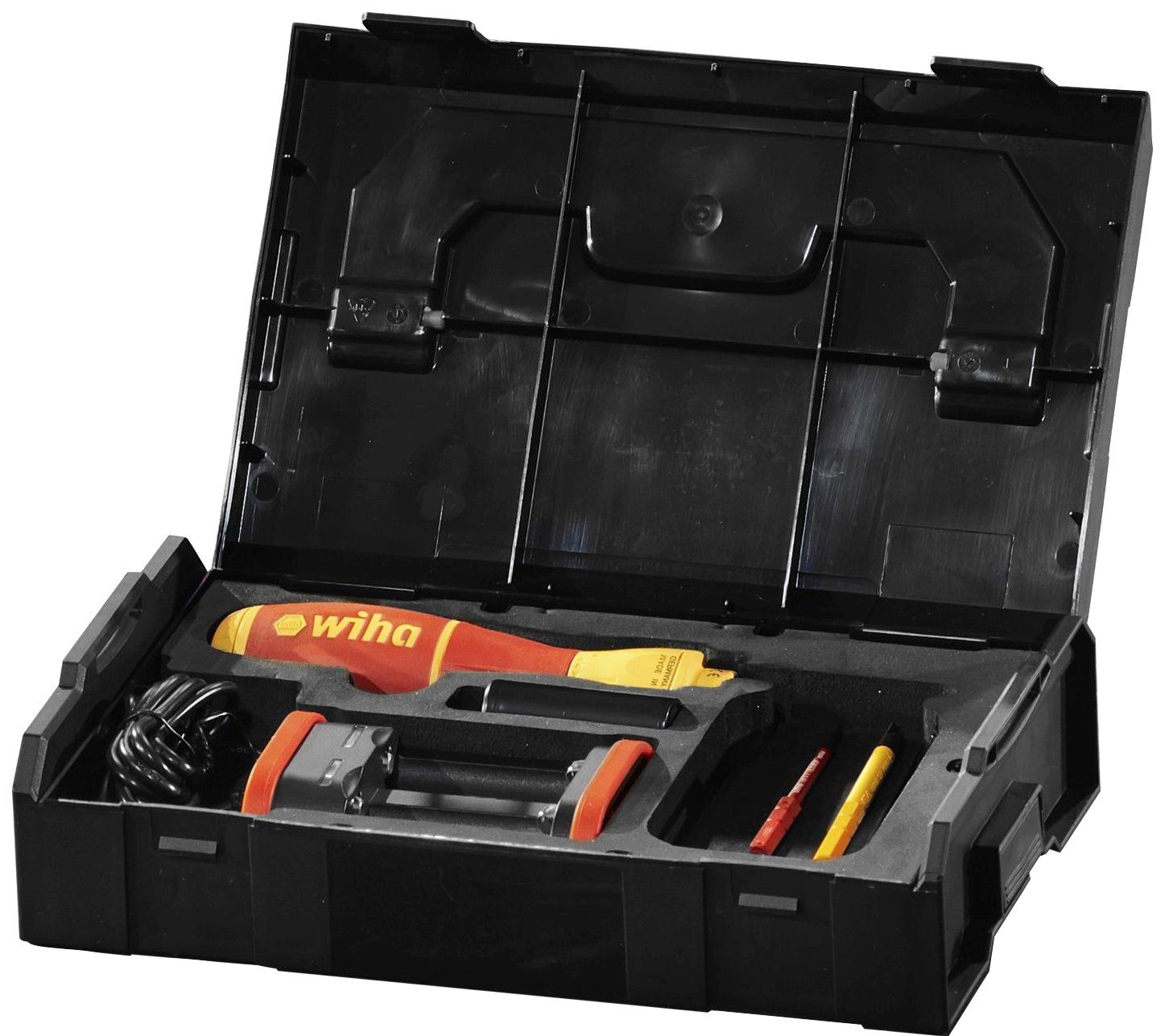 Wiha Schraubendreher E-Schraubendreher speedE® II electric (44318), (Set), 7-tlg. mit slimBits, Batterien und USB-Ladegerät in L-Boxx Mini