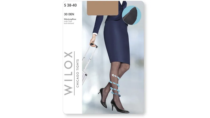 WILOX travel & work Damen Stützstrumpfhose CHICAGO 30 DEN champagner