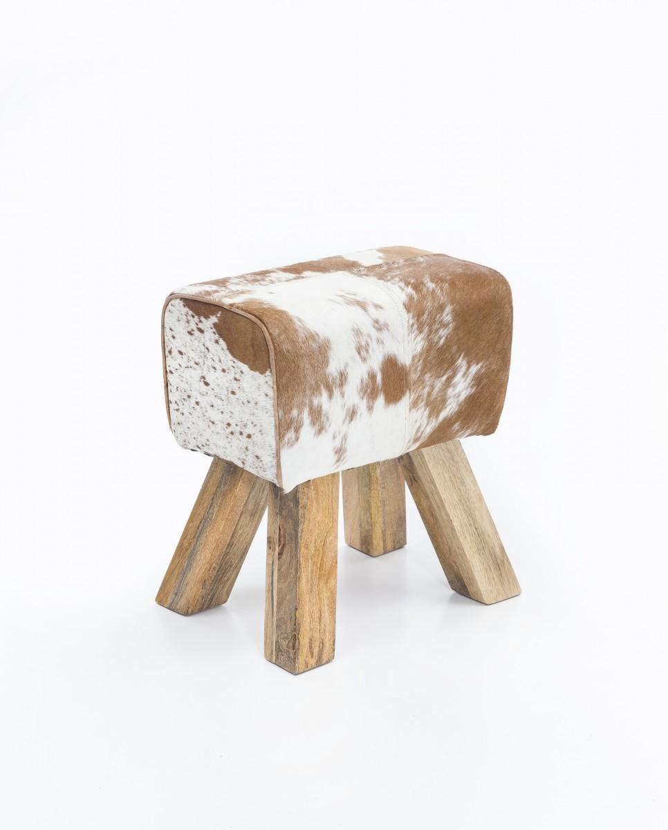 Wohnling Design Turnbock Sitzhocker Ziegenfell Braun/Weiß