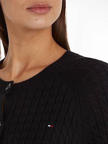 TOMMY HILFIGER Damen Strickjacke CO MINI CABLE C-NK CARDIGAN