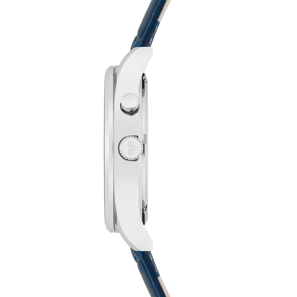 Rhodenwald & Söhne Montre à quartz Moontime en Argent Cuir véritable en Bleu Montre