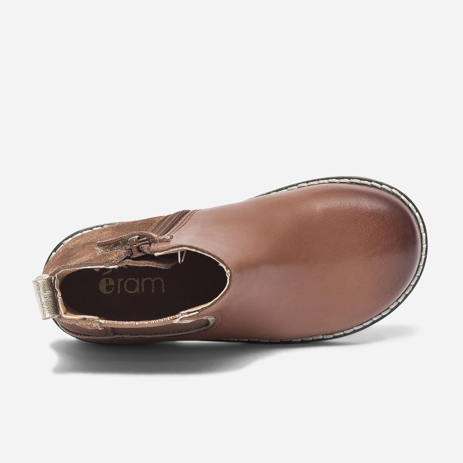 Chelsea boots camel et or en cuir