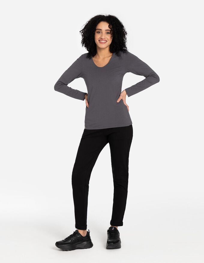 Langarmshirt - V-Ausschnitt
