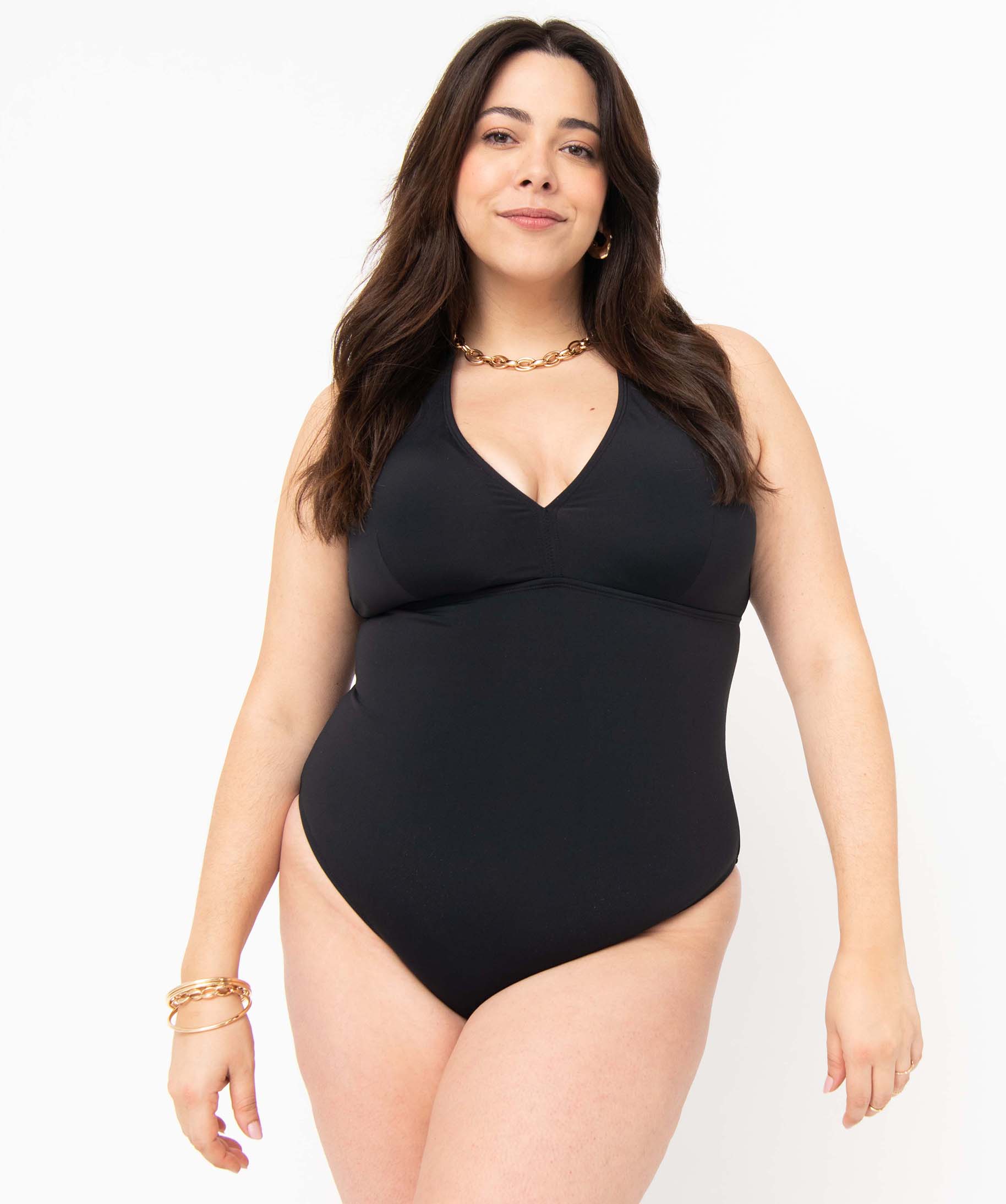 Maillot de bain femme grande taille 1 pièce dos nu noir | GEMO