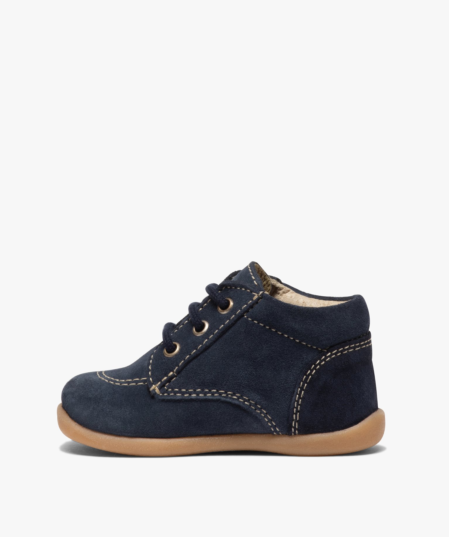 Chaussures premiers pas bébé Garçon dessus cuir uni marine | GEMO