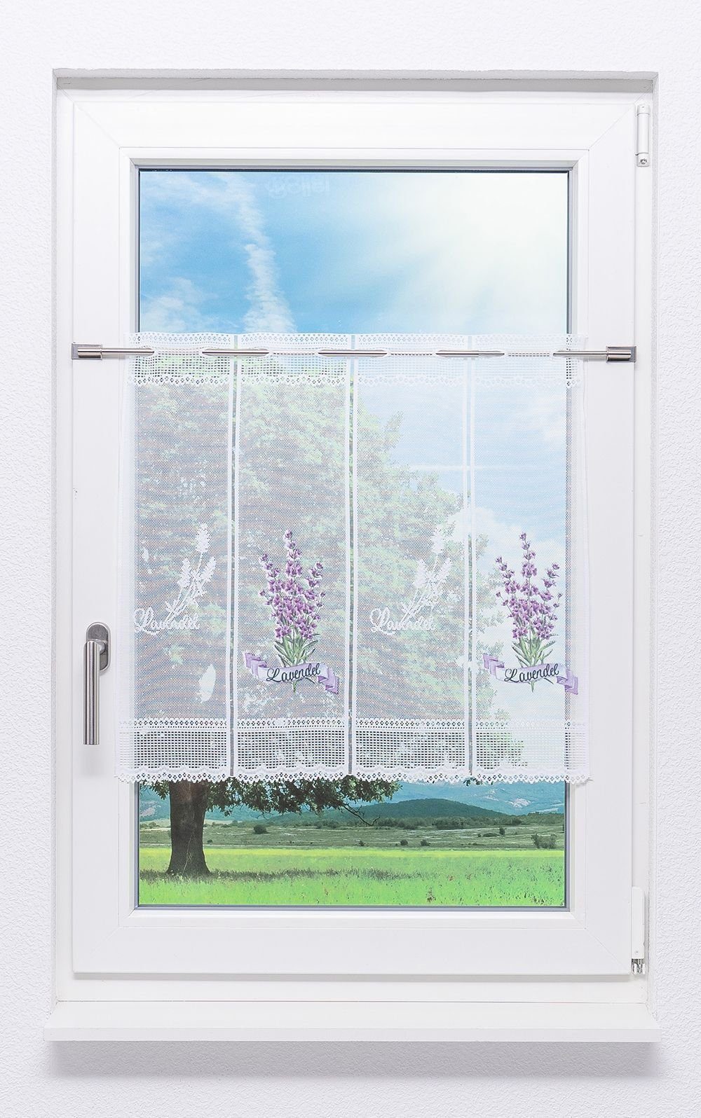 Scheibengardine Lavendeldekor, LYSEL®, (1 St), transparent, HxB 45x46.2cm
