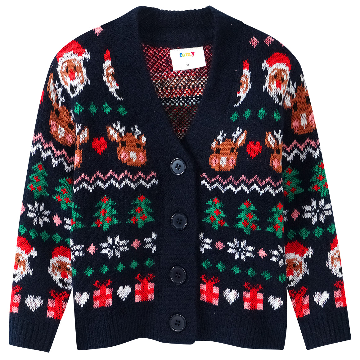 Mädchen Weihnachtsstrickjacke gemustert