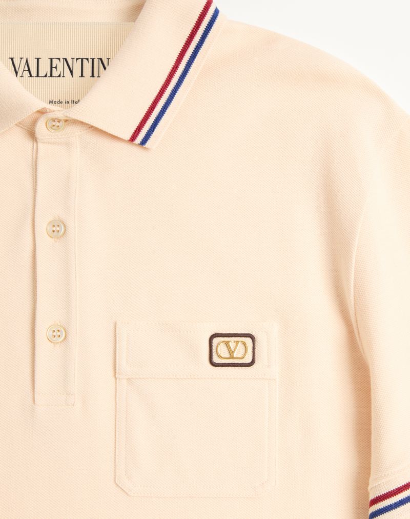 Polo shirt van katoenen piqué met V-logo patch