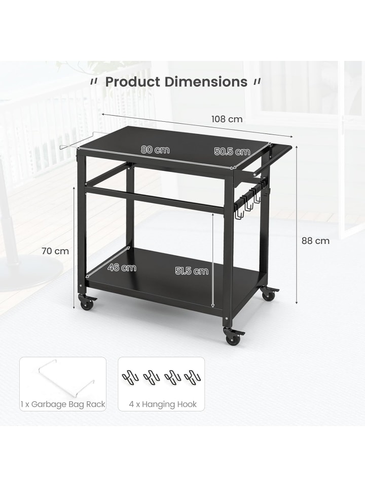 COSTWAY Grillwagen Outdoor in Schwarz günstig kaufen 108 cm