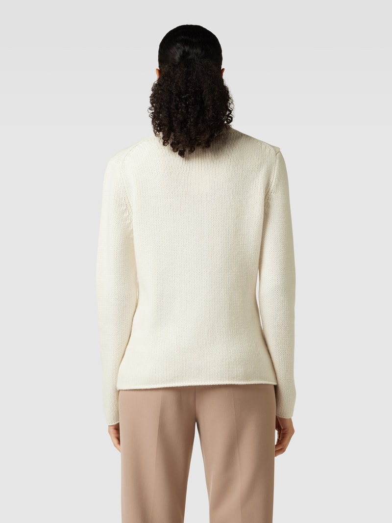 Strickpullover mit Stehkragen Modell 'Basic' in offwhite
