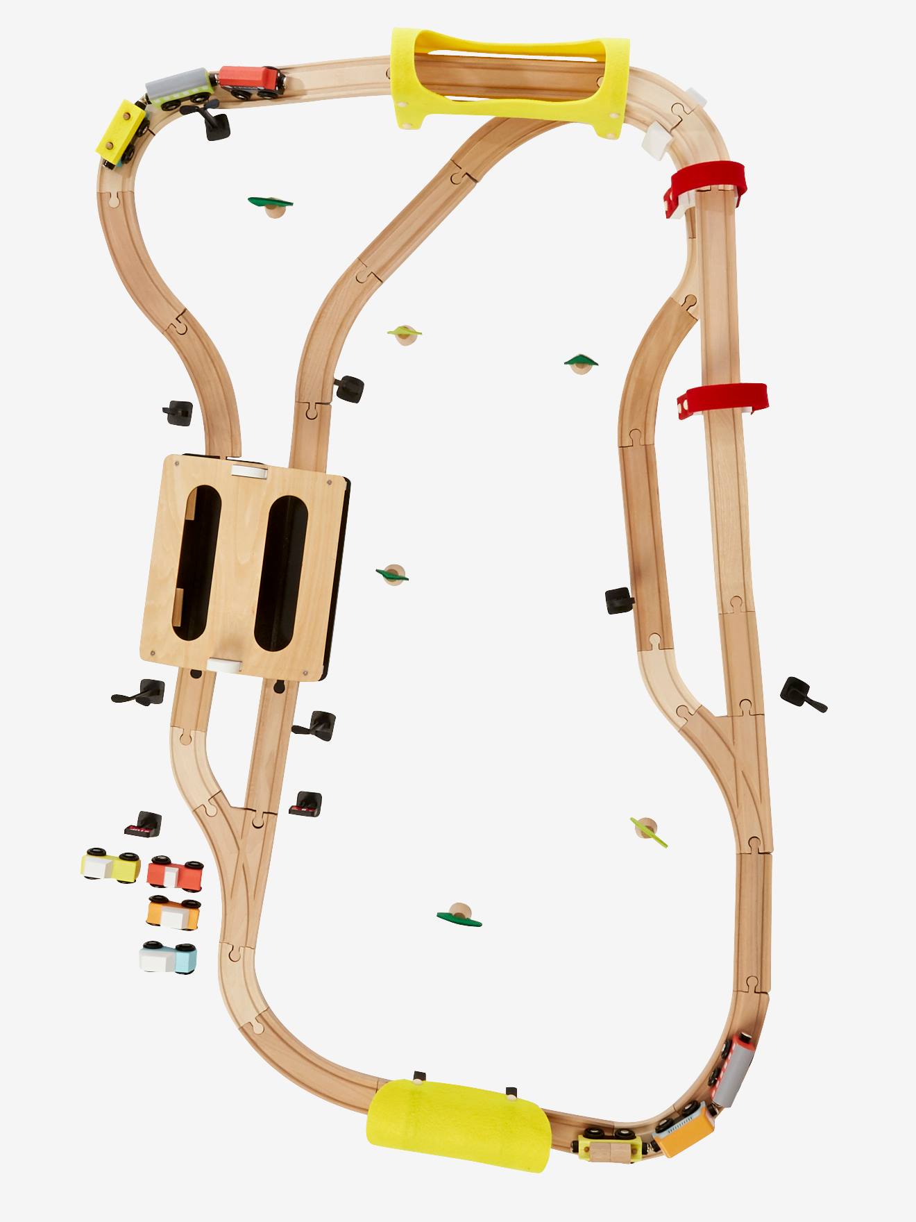 Circuit de train 66 pièces en bois FSC® multicolore