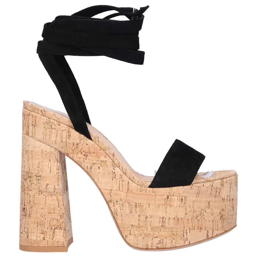 Gianvito Rossi - Plateausandalen AMBRA Veloursleder - schwarz