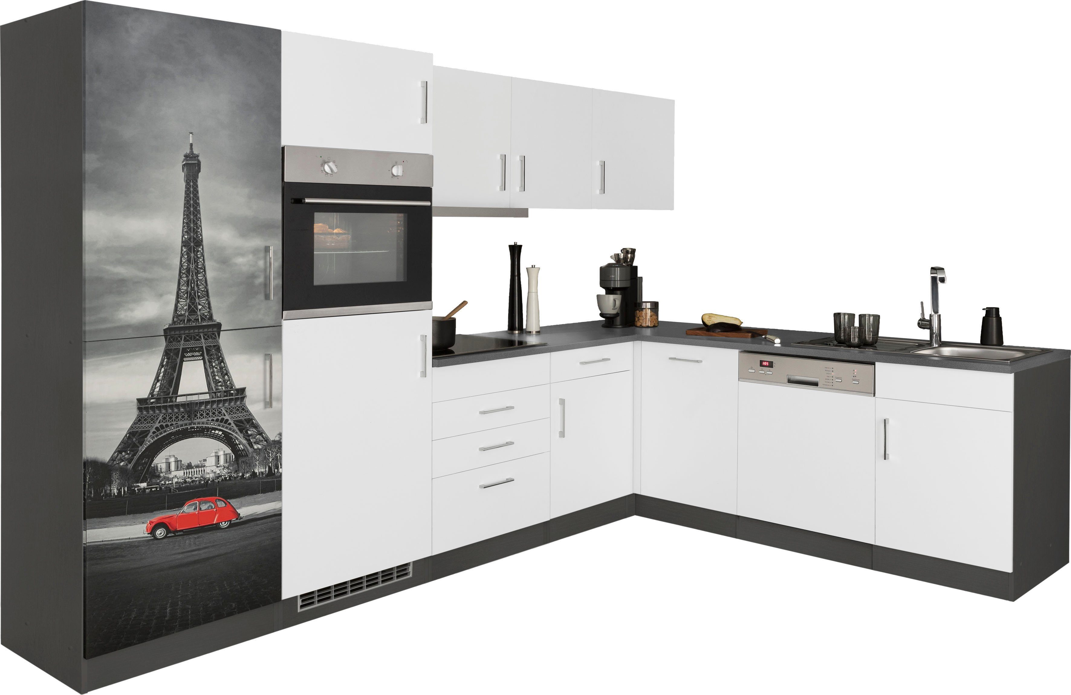 HELD MÖBEL Winkelküche Paris, Stellbreite 290/220 cm, wahlweise mit Induktionskochfeld