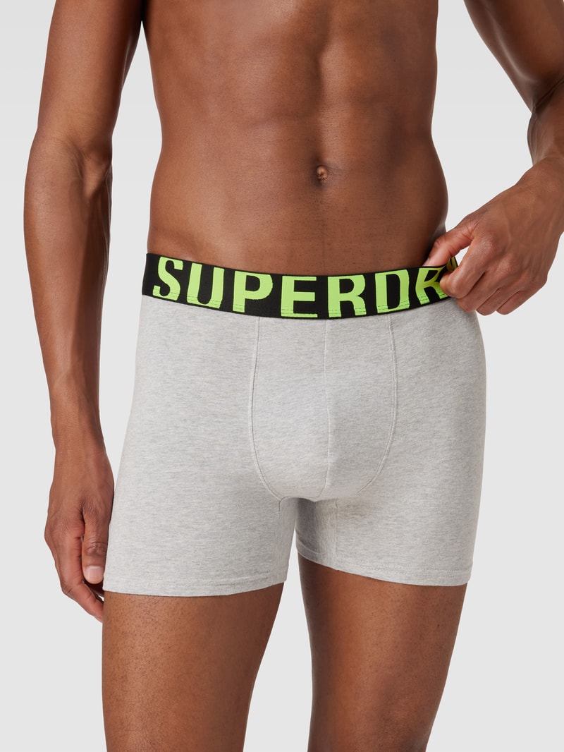 Boxershorts mit elastischem Logo-Bund 2er-Pack in dunkelgrau meliert
