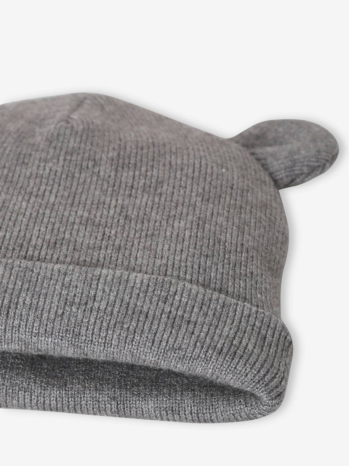 Bonnet à oreilles bébé gris clair chiné