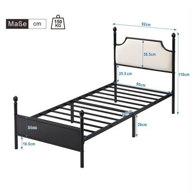 HAUSS SPLOE Metallbett Modern Metallbett Bettgestelle Einzelbett Gästebett Bettrahmen, Hochwertiges Material
