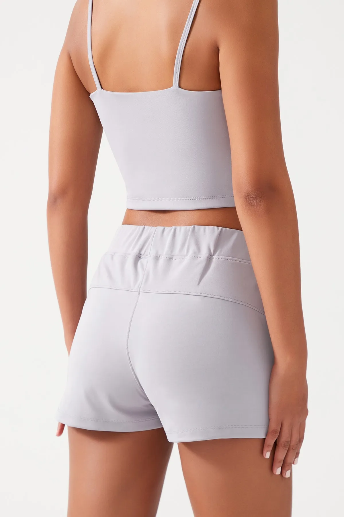 LOS OJOS  Graue Damen-Sportshorts mit Taschen und elastischer Taille, Basic-Passform