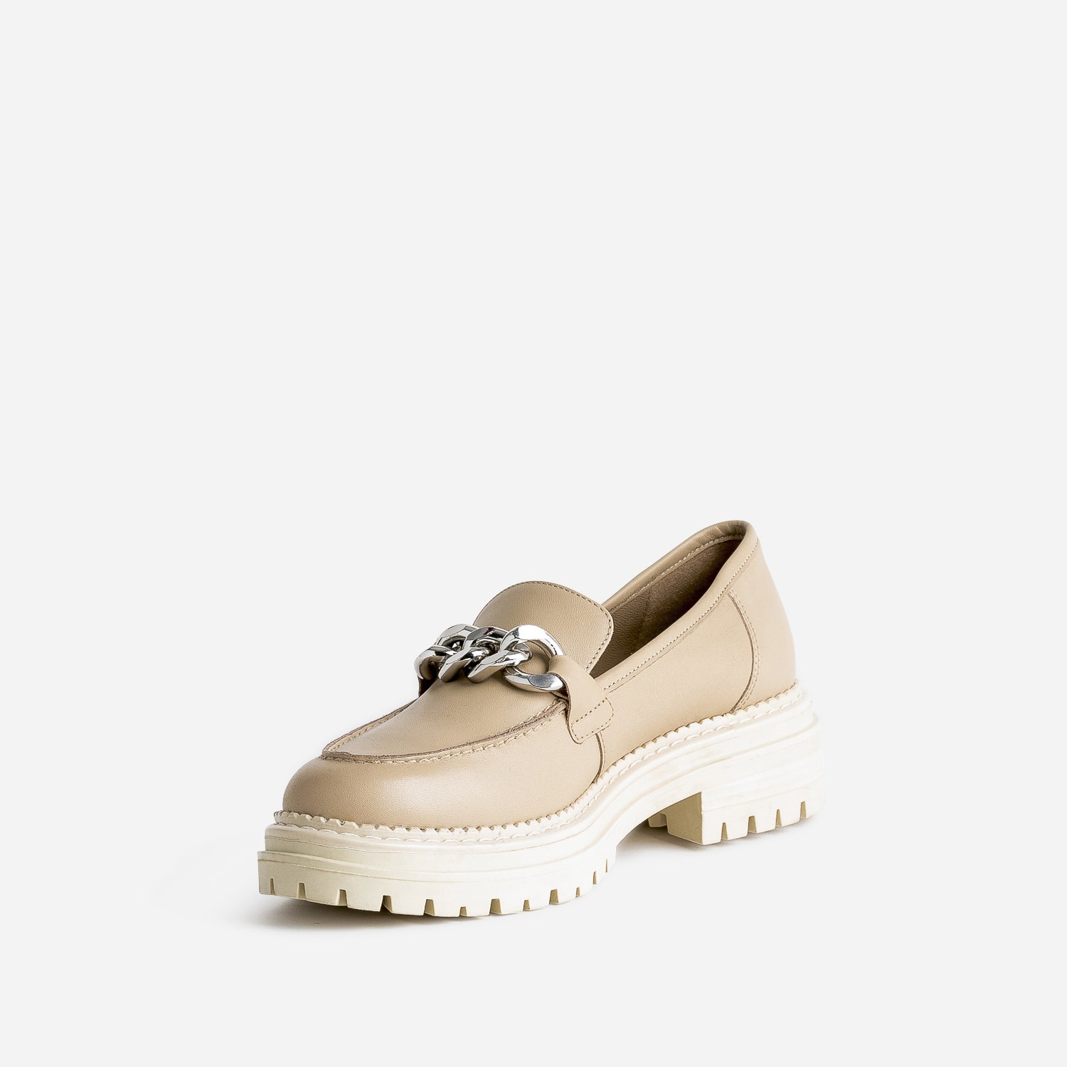 Mocassin TEXTO beige en cuir à semelle crantée