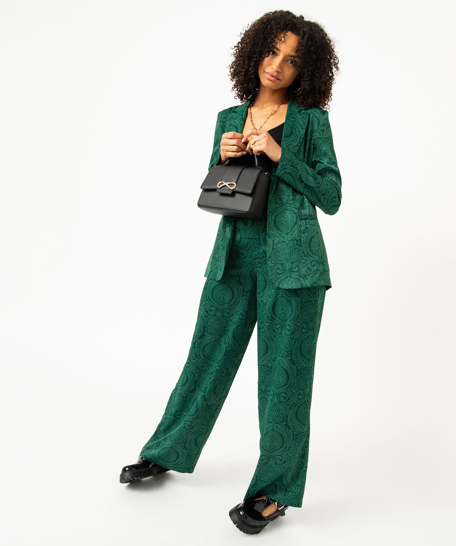 Pantalon large en satin fluide imprimé femme imprime | GEMO