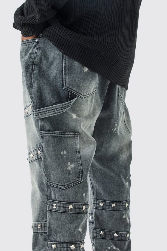 Plus Slim-Fit Schlagjeans mit verziertem Riemchen-Detail
