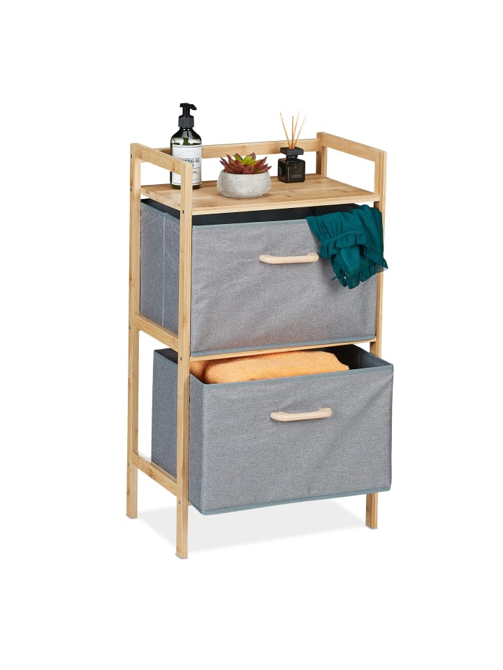 relaxdays Badregal in Natur/ Grau - (B)43 x (H)76 x (T)27 cm günstig kaufen onesize