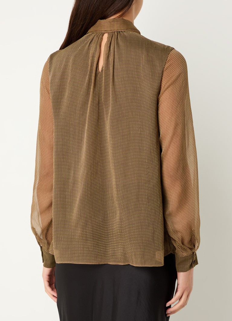 Claudie Pierlot Semi-transparent top with checked design and shawl collar