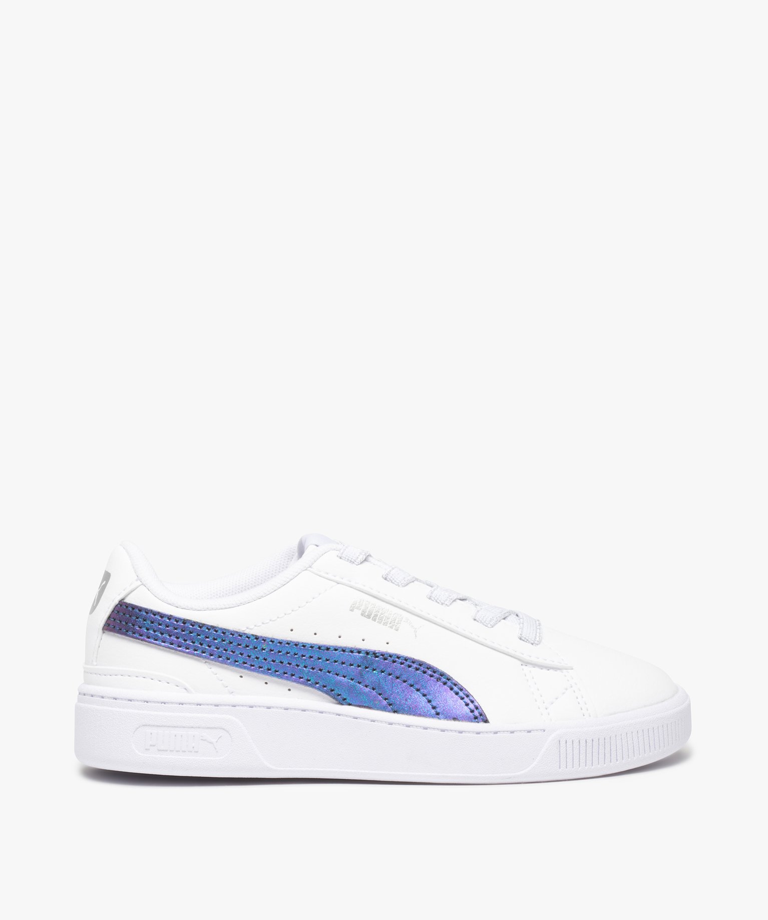 Tennis fille avec bande multicolore sur le cté - Puma blanc | GEMO