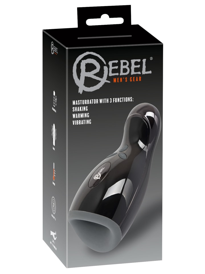 Rebel Masturbator mit Vibration und Heizfunktion Rebel Masturbator in schwarz günstig kaufen 20 cm