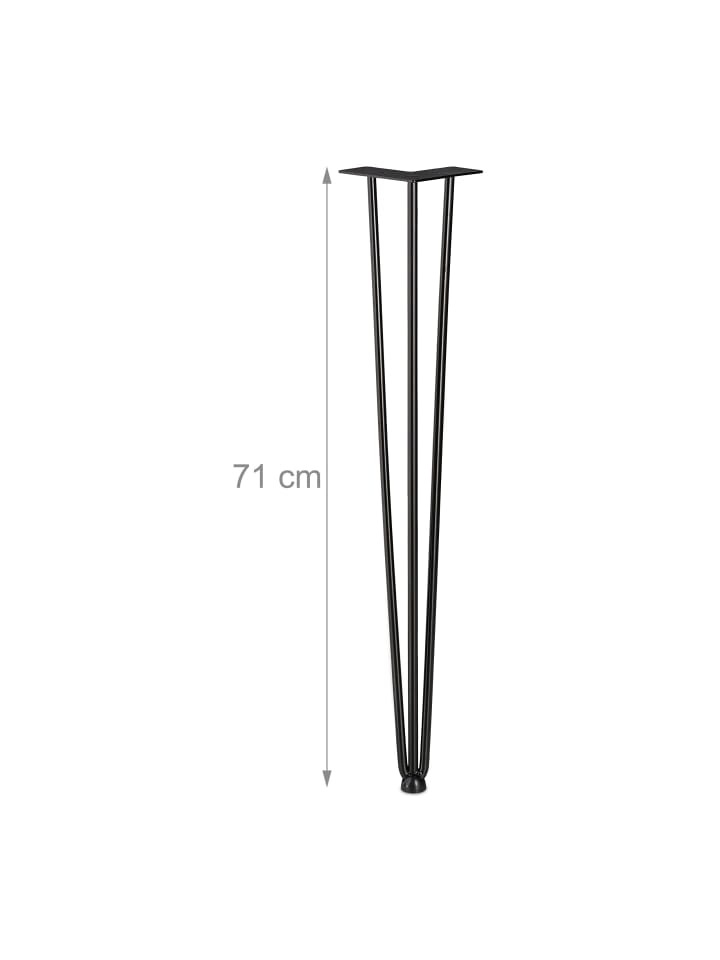 relaxdays 4x Tischbein Hairpin in Schwarz - (H)71 cm günstig kaufen onesize